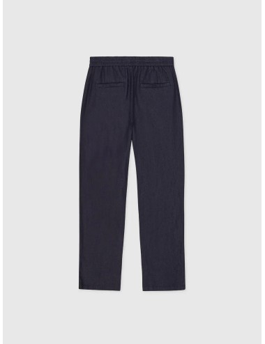 Pantalón Dark Navy Les Deux Patrick Linen Pants con cintura elástica y cordón ajustable