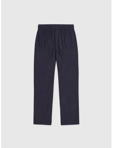 Pantalón Dark Navy Les Deux Patrick Linen Pants con cintura elástica y cordón ajustable