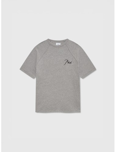 Camiseta gris jaspeado Rhude Classique Raglan Tee con manga raglán y logo negro bordado en espalda