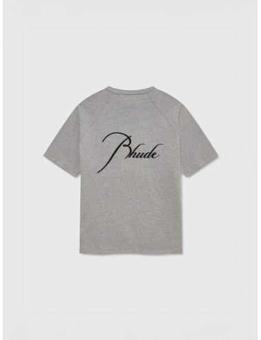 Camiseta gris jaspeado Rhude Classique Raglan Tee con manga raglán y logo negro bordado en espalda