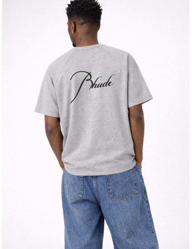 Camiseta gris jaspeado Rhude Classique Raglan Tee con manga raglán y logo negro bordado en espalda