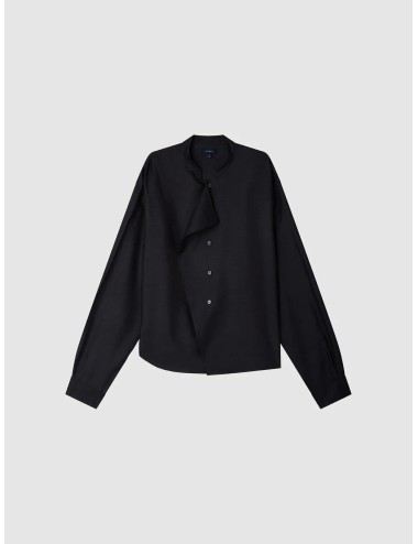Sobrecamisa negra Soeur Paris Hampton en seda con cuello mao y botonadura frontal