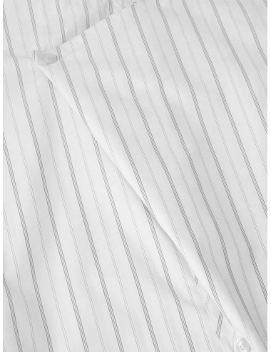 Camisa ecru con rayas bleu Soeur Paris Ixia de corte amplio y cierre asimétrico