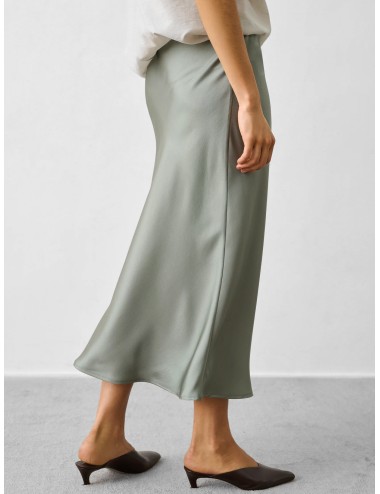 Falda satinada verde agua Soeur Paris Harry de largo midi con caída fluida y bajo evasé