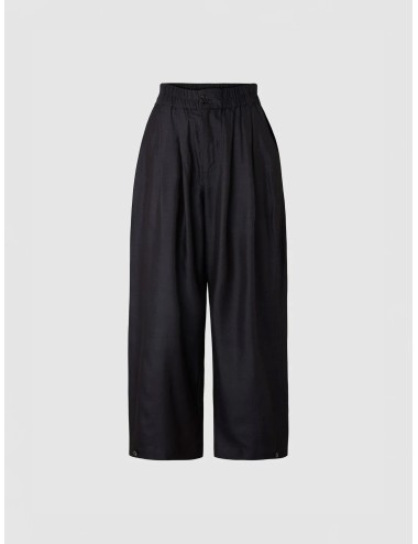 Pantalón negro Soeur Paris Vernon de pierna ancha con cintura elástica y bajo con botones
