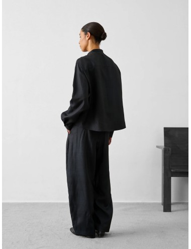 Pantalón negro Soeur Paris Vernon de pierna ancha con cintura elástica y bajo con botones