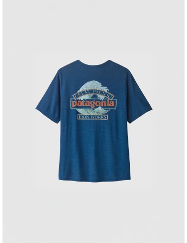 Camiseta Light Clement Blue Patagonia Great Waves con gráfico de ola y estampado trasero grande