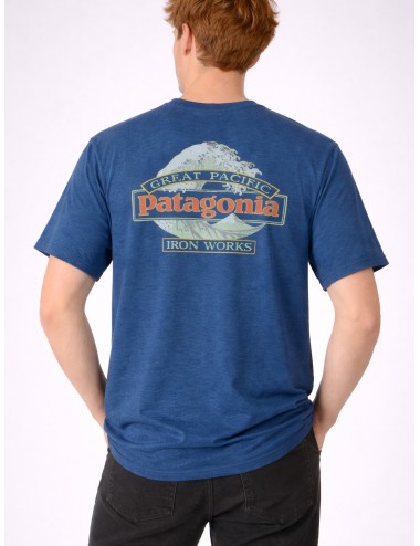 Camiseta Light Clement Blue Patagonia Great Waves con gráfico de ola y estampado trasero grande