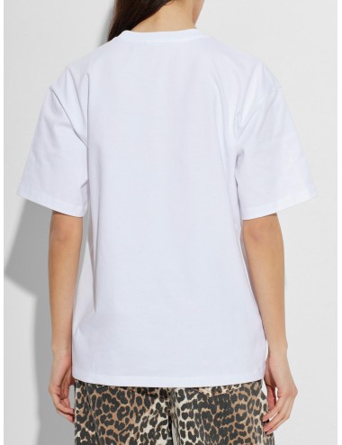 Camiseta blanca Ganni Baby Fit T-shirt with Raspberry con gráfico frontal de frambuesas rosas