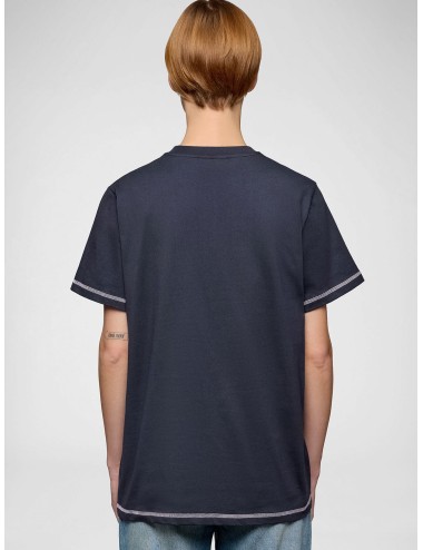 Camiseta phantom Ganni T-shirt with Raspberries con gráfico de frambuesas y costuras en contraste