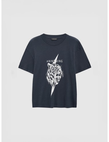 Camiseta vintage black Anine Bing Wagner Tiger con gráfico frontal de tigre y logo estampado