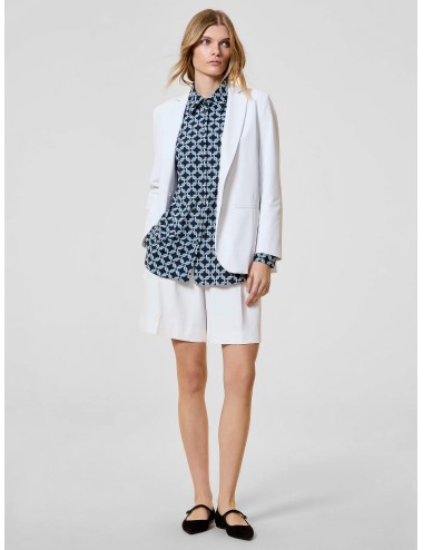 Chaqueta white RRD Surflex Boyfriend con solapa clásica y corte recto