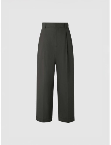Pantalones gris anthracite Soeur Watson de pierna ancha con pliegue delantero y bajo con vuelta