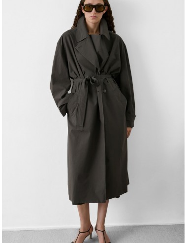 Abrigo anthracite foncé Soeur Helio cruzado con cinturón y solapa amplia