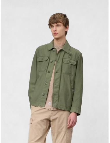 Sobrecamisa verde olivastro Blauer Goodale con bolsillos de solapa y parche en manga