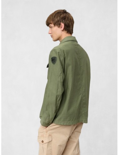 Sobrecamisa verde olivastro Blauer Goodale con bolsillos de solapa y parche en manga