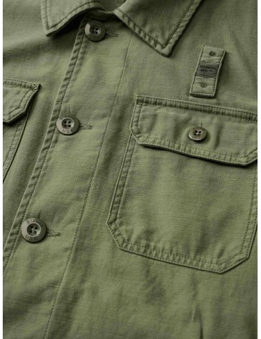 Sobrecamisa verde olivastro Blauer Goodale con bolsillos de solapa y parche en manga