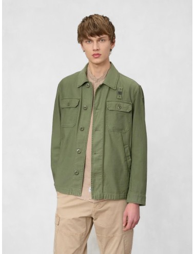 Sobrecamisa verde olivastro Blauer Goodale con bolsillos de solapa y parche en manga