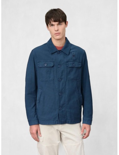 Sobrecamisa índigo Blauer Goodale de algodón con bolsillos utilitarios y parche logo en manga