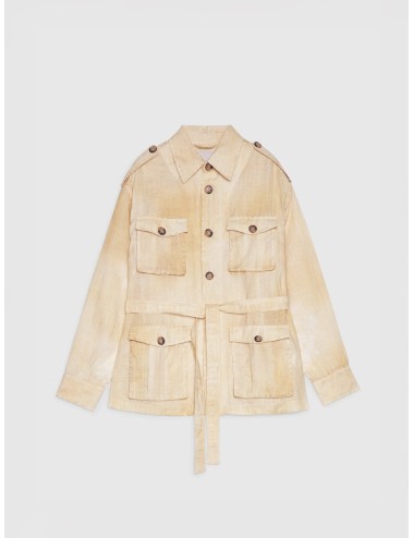 Chaqueta mandorla Ermanno Firenze Sahariana con cuatro bolsillos y cinturón