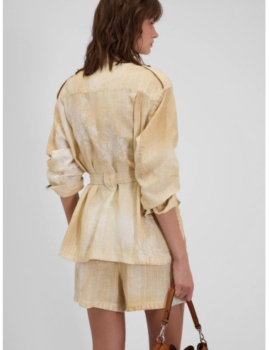 Chaqueta mandorla Ermanno Firenze Sahariana con cuatro bolsillos y cinturón