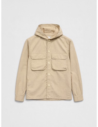 Sobrecamisa técnica white vintage Les Héritiers TECH HOODIE con capucha fija y bolsillos frontales