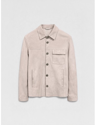 Sobrecamisa de ante gris Les Héritiers HST091 con bolsillos frontales y cierre de botones