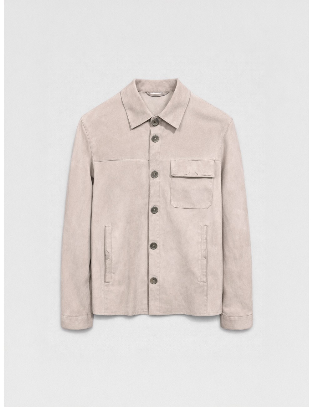 Sobrecamisa de ante gris Les Héritiers HST091 con bolsillos frontales y cierre de botones