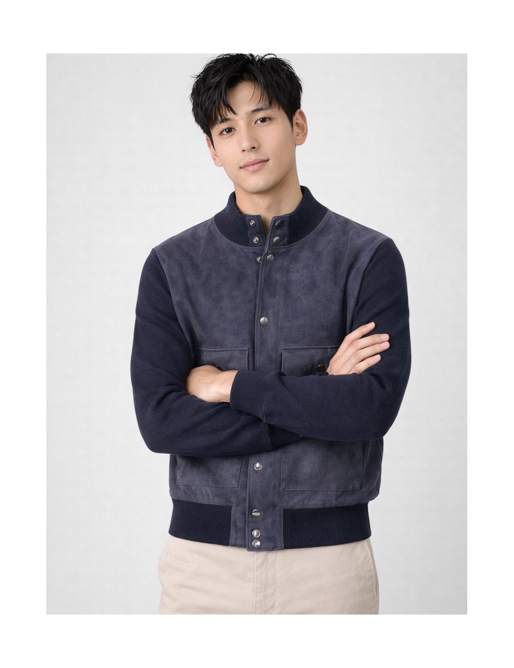 sobrecamisa combinada Les Héritiers HST095 en color navy blue