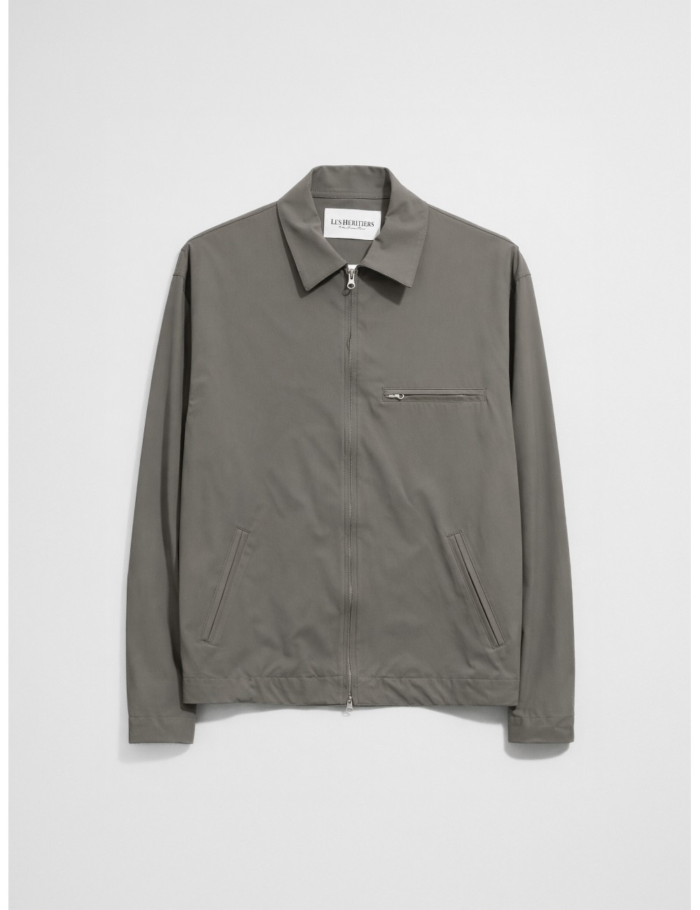 Chaqueta worker técnica khaki Les Héritiers WORK TECH con cremallera de doble carro y cuello camisero