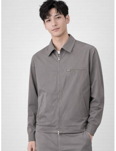 Chaqueta worker técnica khaki Les Héritiers WORK TECH con cremallera de doble carro y cuello camisero