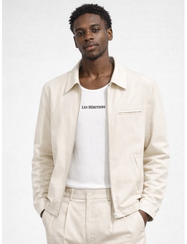 Chaqueta worker técnica white vintage Les Héritiers WORK TECH con cremallera de doble carro