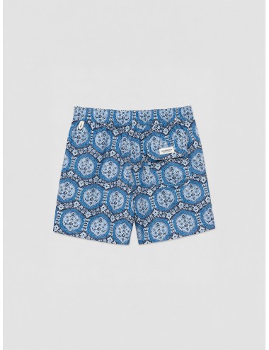 Bañador azul Les Héritiers Captain con estampado rococó