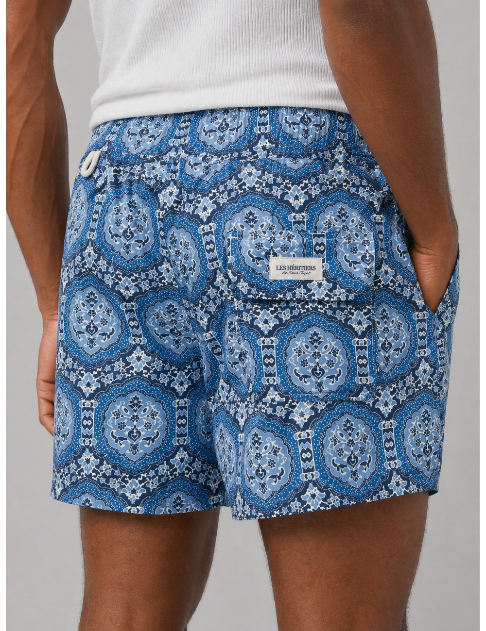 Bañador azul Les Héritiers Captain con estampado rococó