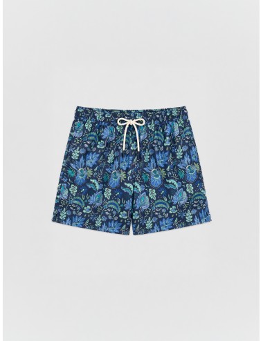 Bañador azul Les Héritiers Captain 1 con estampado floral ornamental