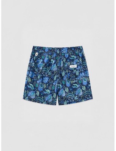 Bañador azul Les Héritiers Captain 1 con estampado floral ornamental