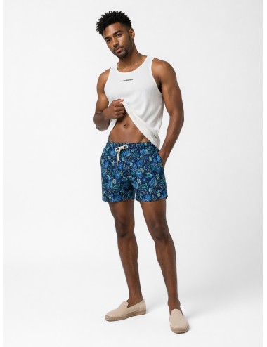 Bañador azul Les Héritiers Captain 1 con estampado floral ornamental