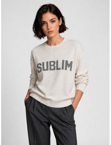 Jersey crudo SUBLIM mujer con logo frontal gris en lurex