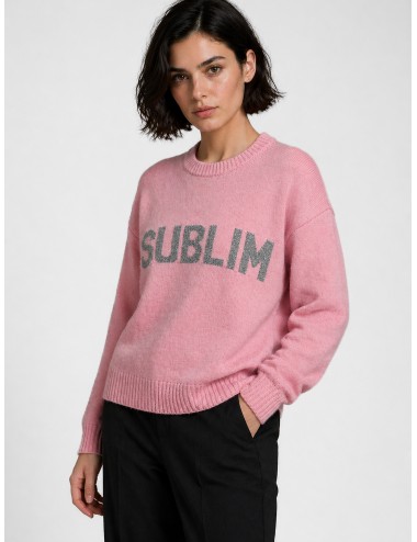 Jersey rosa SUBLIM Brilli con logo frontal en perla y acabado lurex