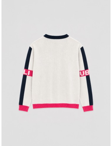 Jersey crudo SUBLIM mujer con cuello azul marino y acabados fucsia