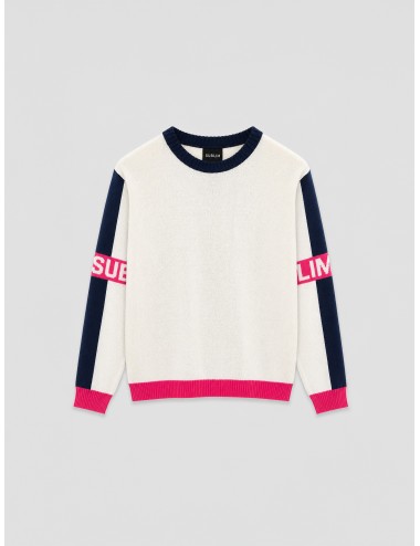 Jersey crudo SUBLIM mujer con cuello azul marino y acabados fucsia