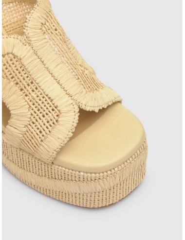 Sandalia CASTAÑER FRANCINA en natural con rafia natural bordada y tacón de 13 cm
