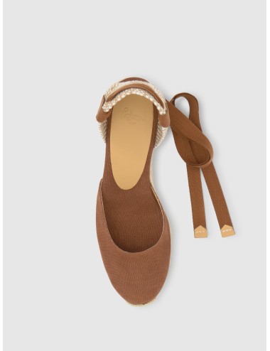 Alpargata CASTAÑER CARINA en pecan con lona pecan y cuña de 9 cm