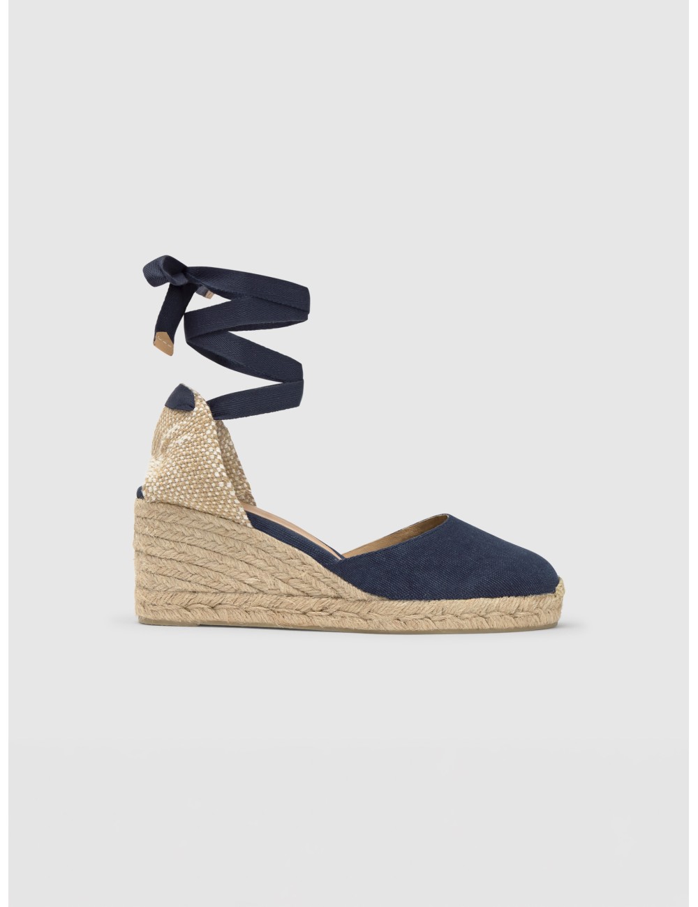 Alpargata CASTAÑER CARINA en sand con lona sand y cuña de 7 cm