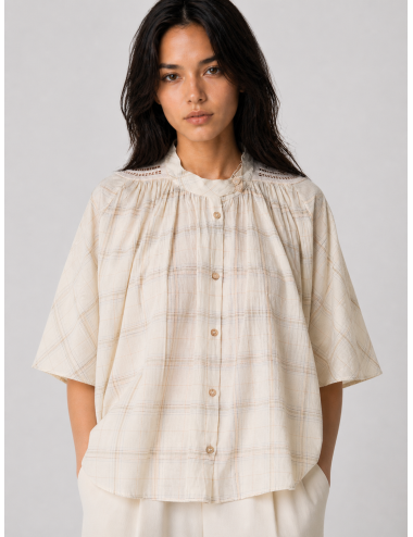 forte_forte - Half-Sleeve Voile Shirt - Lattementa - Camisa - Mujer - Voile algodón - MARFRANC