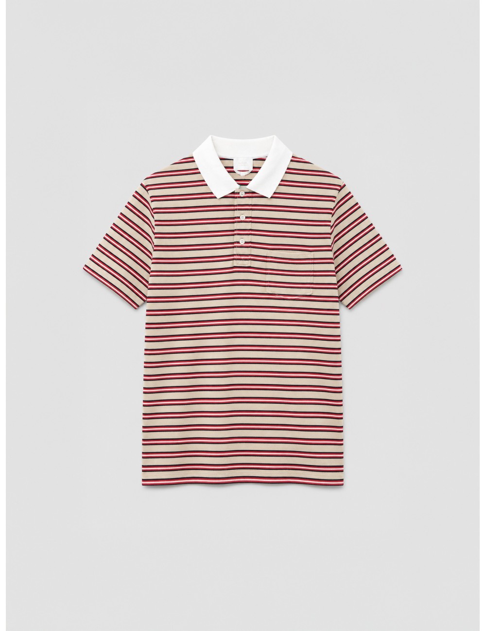 Polo de rayas beige oscuro A.P.C. con cuello blanco en contraste