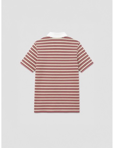 Polo de rayas beige oscuro A.P.C. con cuello blanco en contraste