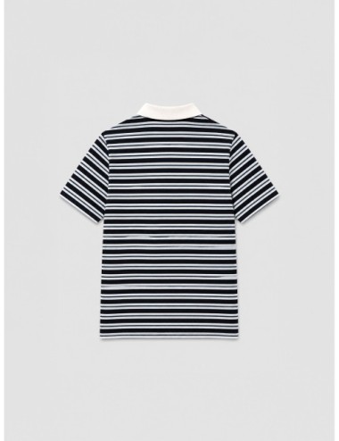 Polo de rayas azul marino A.P.C. con cuello blanco en contraste