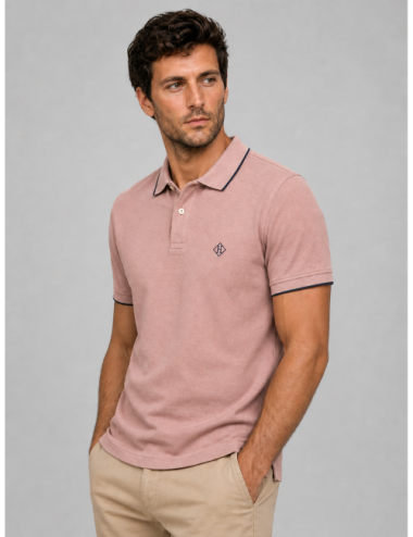 Polo rosa empolvado Herno con perfil oscuro y logo bordado
