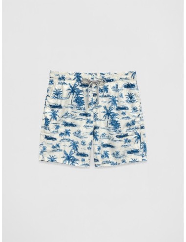 Bañador blanco y azul MC2 Saint Barth Gustavia con estampado toile